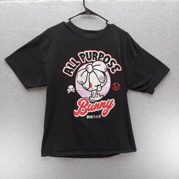 All Purpose Bunny Black Graphic T-Shirt Large Han-O-Usagi 100% Cotton - Picture 1 of 3